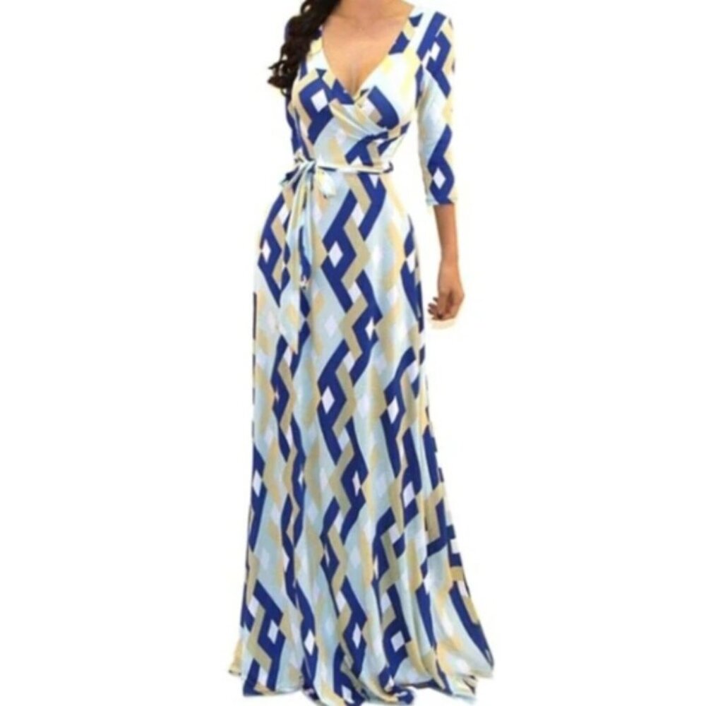 Annalise Faux Wrap Evening Casual Party Maxi Dress